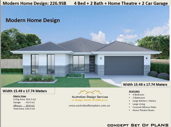 Modern 4 Bedroom House Plan:226.9SB